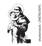 Saint Anthony with Child Jesus vector catholic religious Illustration