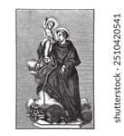 Saint Anthony with child Jesus Vector catholic religious Illustration