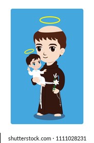 Saint Anthony with child Jesus vector catholic 