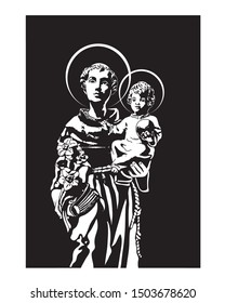 Saint Anthony with Child Jesus vector Illustration