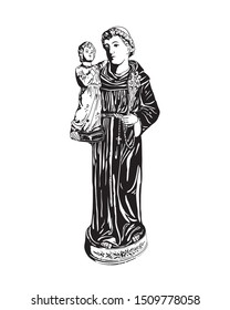 Saint Anthony and Child Jesus vector catholic Illustration