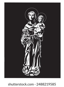 Saint Anthony with Child Jesus Vector Catholic religious Illustration 