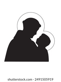 Saint Anthony with Child Jesus Vector Catholic religious Illustration 