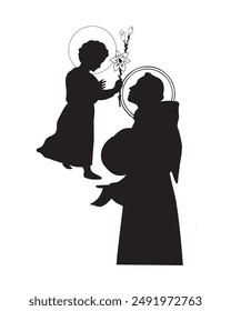 Saint Anthony with Child Jesus Vector Catholic religious Illustration 