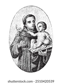 Saint Anthony with child Jesus Vector catholic religious Illustration