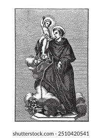 Saint Anthony with child Jesus Vector catholic religious Illustration