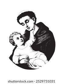 Saint Anthony with Child Jesus vector catholic religious Illustration