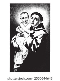 Saint Anthony with Child Jesus vector catholic religious Illustration