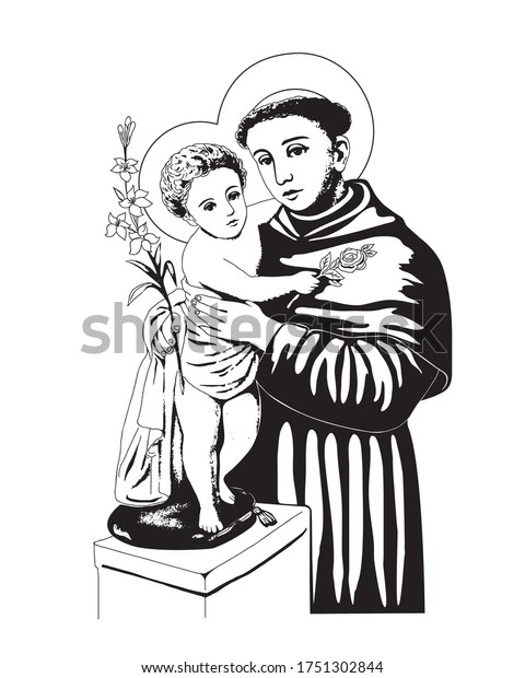 Saint Anthony Child Jesus Vector Catholic Stock Vector (Royalty Free ...