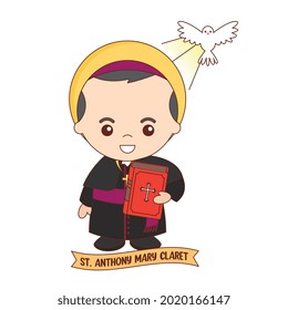saint anthony mary claret cartoon isolated over white background. vector illustration