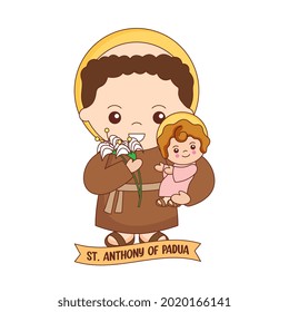 saint anthony of padua cartoon isolated over white background. vector illustration