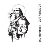 Saint Anthony of Padua and Child Jesus Illustration Catholic religious vector clip art