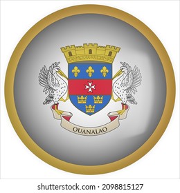 Saint Barthelemy 3D rounded Flag Button Icon with Gold Frame