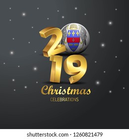 Saint Barthelemy Flag 2019 Merry Christmas Typography. New Year Abstract Celebration background