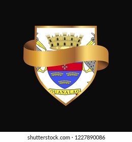 Saint Barthelemy flag Golden badge design vector