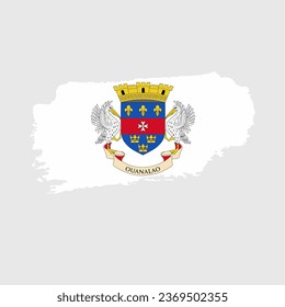 Saint-Barthelemy-Flagge mit Grunge-Struktur. Vektorgrafik der Fahne von Saint Barthelemy mit Pinsel mit Grunge-Effekt und Wasserfarbstrich gestrichen. Alles Gute zum Unabhängigkeitstag!