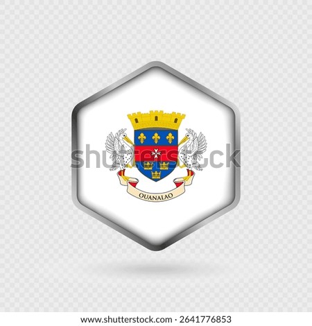 Saint Barthelemy Flag Icon in Hexagon Shape.