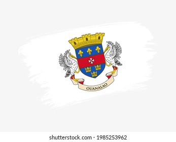 Saint Barthelemy flag made in textured brush stroke. Patriotic country flag on white background