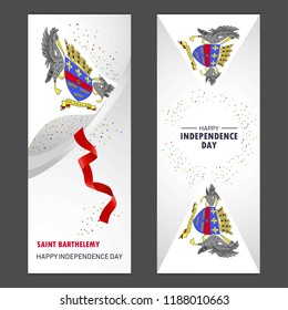 Saint Barthelemy Happy independence day Confetti Celebration Background Vertical Banner set