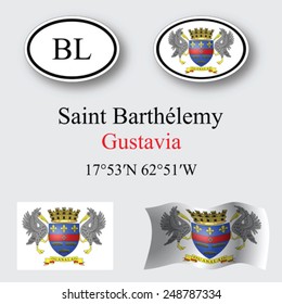 saint barthelemy icons set against gray background, abstract vector art illustration, image contains transparency