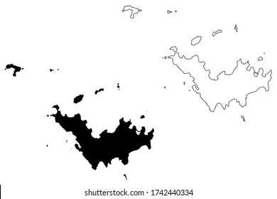 Saint Barthelemy island (France, French Republic, Overseas collectivity) map vector illustration, scribble sketch St. Barths or St. Barts map