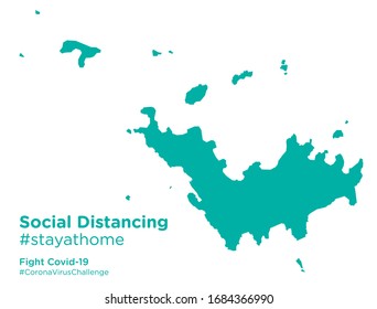 Saint Barthelemy map with Social Distancing stayathome tag