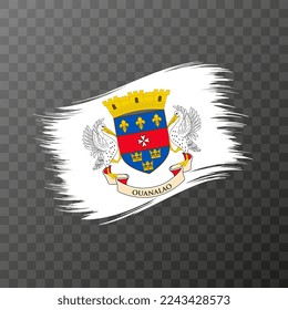 Saint Barthelemy national flag. Grunge brush stroke. Vector illustration on transparent background.