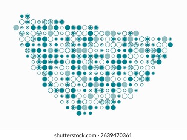 Saint Barthelemy, shape of the country built of colored cells. Digital style map of Saint Barthelemy on white background. Large size circle blocks. Artistic vector illustration.