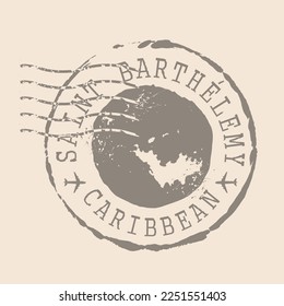 Saint Barthelemy Stamp Postal. Map Silhouette rubber Seal.  Design Retro Travel. Caribbean. Seal of Map Saint Barthelemy grunge  for your web site design, app, UI.  EPS10.