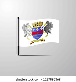 Saint Barthelemy waving Shiny Flag design vector