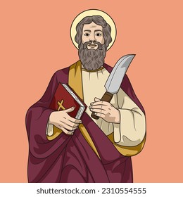 Saint Bartholomew Apostle Colored Vector Illustration