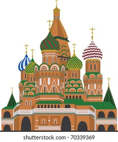 Saint Basil Cathedral in Moscow on white background