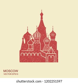 Saint basil cathedral in red square in Moscow - symbol of Russia - flat design