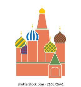 saint basil cathedral in red square in Moscow    symbol Russia    flat design