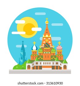 Saint Basil's cathedral flat design landmark illustration vector