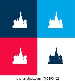 Saint Basil's Cathedral four color material and minimal icon logo set in red and blue