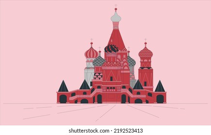Saint Basil's Cathedral on Red Square in Moscow, Russia. View of the Red Square with Vasilevsky descent in Moscow, Russia. Panorama of Red Square with Moscow Kremlin and St Basil's Cathedral in summer