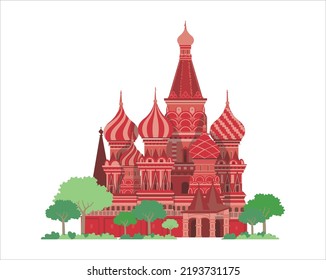Saint Basil's Cathedral on Red Square in Moscow, Russia. View of the Red Square with Vasilevsky descent in Moscow, Russia. Panorama of Red Square with Moscow Kremlin and St Basil's Cathedral in summer