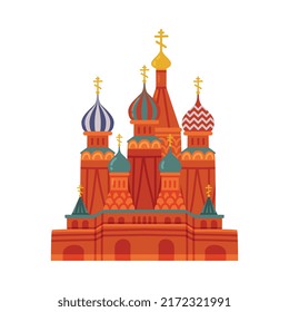 Saint Basil's Cathedral as Russian Orthodox Church in Red Square of Moscow Vector Illustration