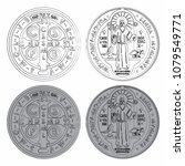 Saint Benedict Medals Set variable colors with different outline like a brushstrokes
