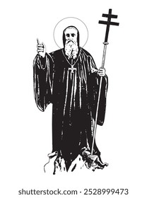 Saint Benedict of Nursia Illustration Catholic Religious vector