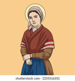 Saint Bernadette Soubirous Colored Vector Illustration