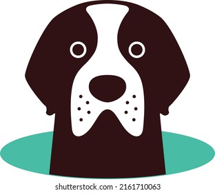 Saint Bernard come out of the hole, watching vector illustration