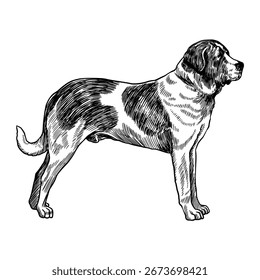 Ilustración dibujada a mano de perro de San Bernardo