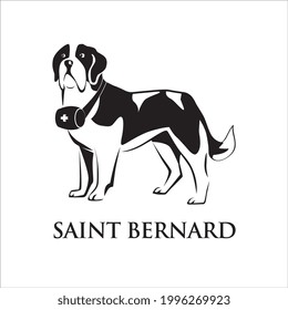 Saint Bernard dog. Isolated outlined vector illustration.