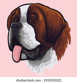 Saint Bernard Dog Portrait Drawing 