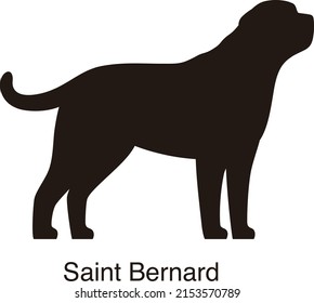 Saint Bernard Dog Silhouette, Side View, Vector Illustration