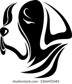 Saint bernard dog tattoo, tattoo illustration, vector on a white background.