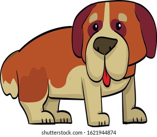 saint bernard funny drawing cartoon dog at the white background