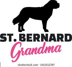 Saint Bernard Grandma silhouette in black